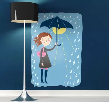 Nálepka pre deti mladá dáma s dáždnikom - Tenstickers