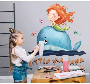 Nálepka pre deti morská panna a veľryba - Tenstickers