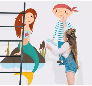 Nálepka pre deti morská víla a pirát - Tenstickers