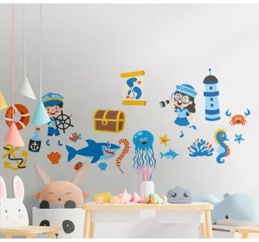 Nálepka pre deti návrh námorného dobrodružstva - Tenstickers