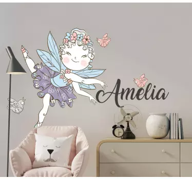 Nálepka pre deti očarujúca víla s motýľmi - Tenstickers