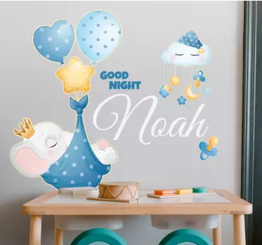 Nálepka pre bábätko spacie sloníky s balónmi - Tenstickers