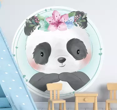 Nálepka pre deti panda kvetinový dizajn - Tenstickers