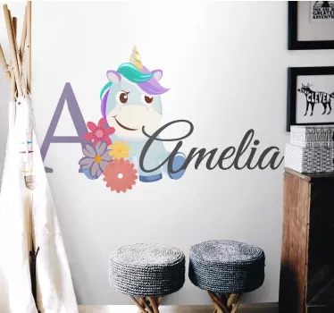 Nálepka pre bábätko s menom jednorožca - Tenstickers