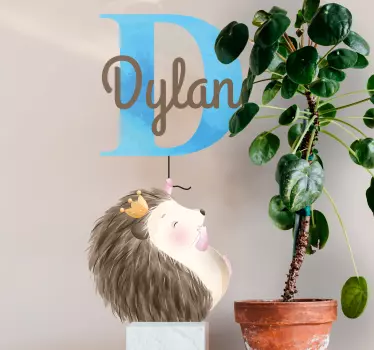 Nálepka pre deti personalizované meno pre ježka - Tenstickers