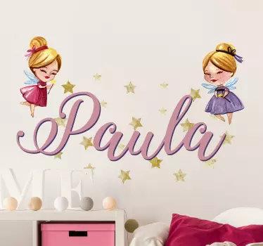 Nálepka pre deti personalizovaný návrh mena pre víly - Tenstickers