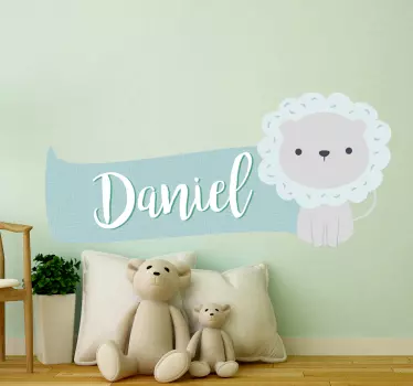 Nálepka pre deti personalizovaný roztomilý dizajn leva - Tenstickers