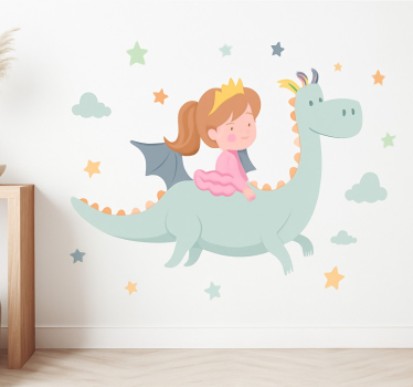 Nálepka pre deti princezná na drakovi - Tenstickers