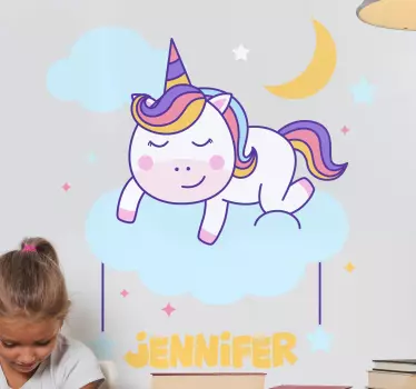Nálepka pre deti prispôsobená s jednorohom fantázie - Tenstickers