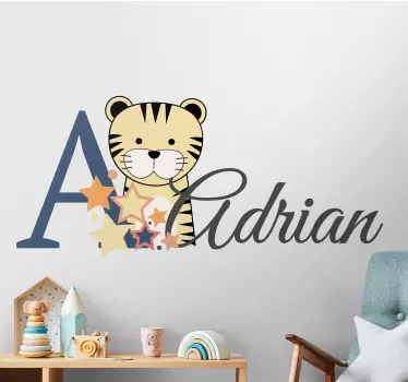 Nálepka pre bábätko s menom tigra - Tenstickers