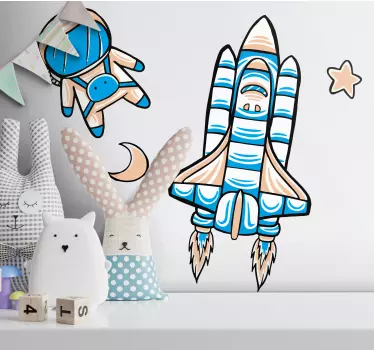 Nálepka pre deti raketka a astronaut - Tenstickers