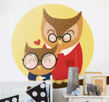 Nálepka pre deti rodinný portrét sov - Tenstickers