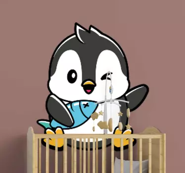 Nálepka pre deti rozkošná figúrka tučniaka - Tenstickers