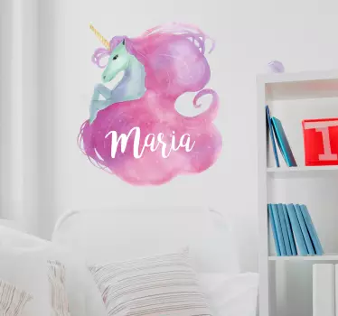 Nálepka pre deti rozmarná ilustrácia jednorožca - Tenstickers