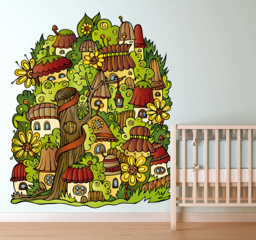 Nálepka pre deti drev village - Tenstickers