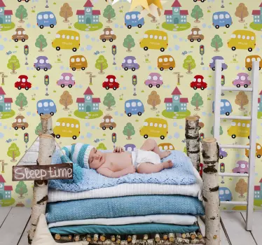 Nálepka pre deti rozmarný vzor vozidla - Tenstickers