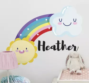Nálepka pre deti roztomilá dúha a slnko - Tenstickers