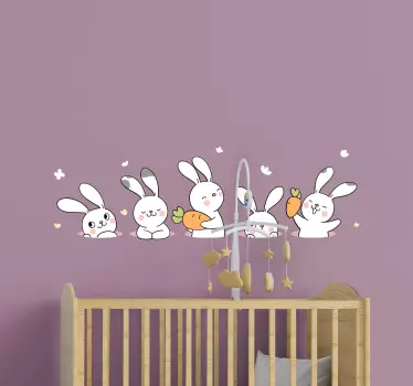 Nálepka pre deti roztomilá kolekcia zajacov - Tenstickers