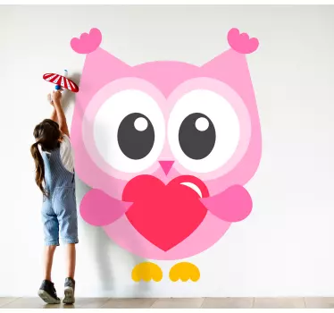 Nálepka pre deti roztomilá ružová sova - Tenstickers