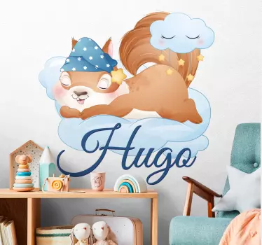 Nálepka pre deti spací veverička s menom - Tenstickers