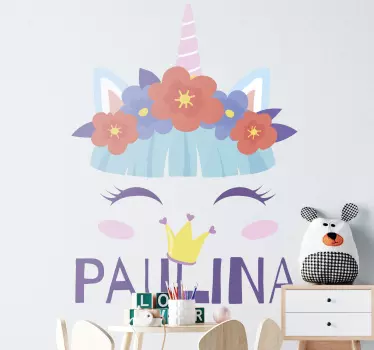 Nálepka pre deti roztomilá tvár jednorožca - Tenstickers