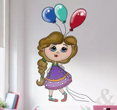 Nálepka pre deti roztomilé balóniky pre dievčatá - Tenstickers