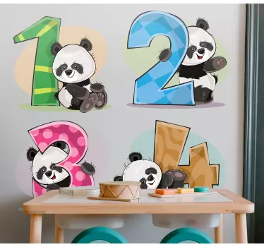 Nálepka pre deti roztomilé čísla pandy - Tenstickers
