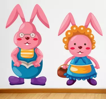 Nálepka pre deti roztomilé kreslené králiky - Tenstickers