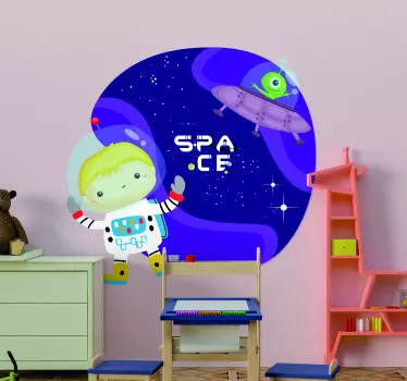 Nálepka pre deti roztomilé vesmírne dobrodružstvo - Tenstickers