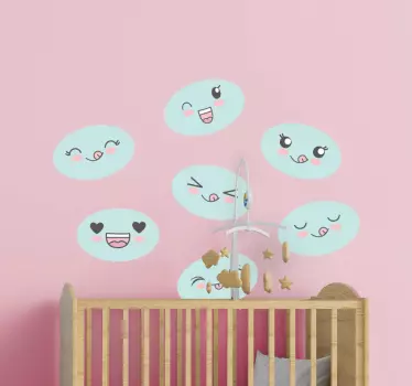Nálepka pre deti roztomilé výrazy tvárí - Tenstickers