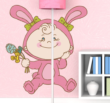 Nálepka pre deti roztomilý zajko bábätko - Tenstickers