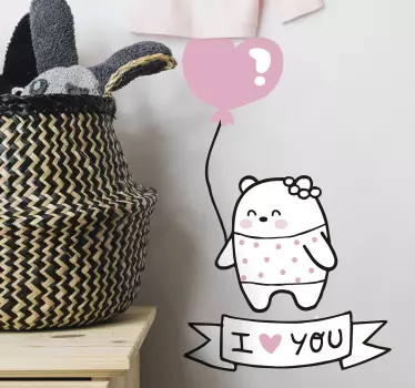 Nálepka pre deti roztomilý balón so srdiečkom - Tenstickers