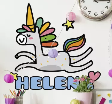 Nálepka pre deti roztomilý bežiaci jednorožec - Tenstickers
