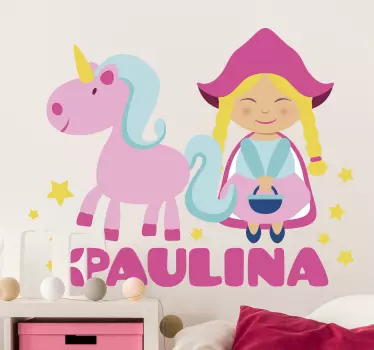 Nálepka pre deti roztomilý jednorožec spoločník - Tenstickers