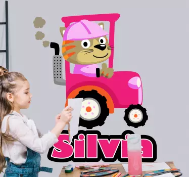 Nálepka pre deti roztomilý mačací traktor - Tenstickers