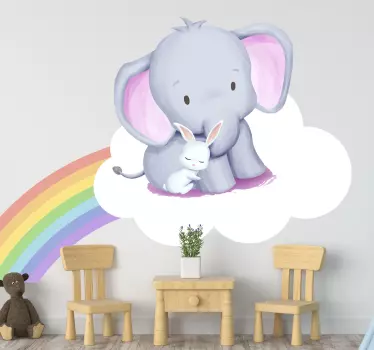 Nálepka pre deti roztomilý sloník a zajko - Tenstickers