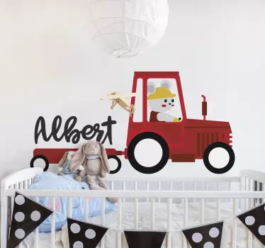 Nálepka pre deti roztomilý traktor myšiak - Tenstickers