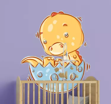 Nálepka pre deti roztomilý vyliahnutý dinosaurus - Tenstickers