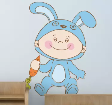 Nálepka pre deti roztomilý zajačí kostým - Tenstickers