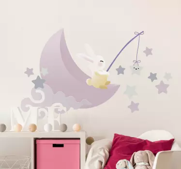 Nálepka pre deti rybárske hviezdy s králikom - Tenstickers