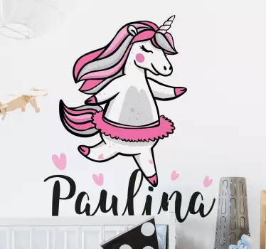 Nálepka pre deti s dizajnom baletnej jednorožky - Tenstickers