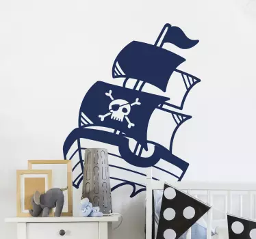 Nálepka pre deti s dizajnom pirátskej lode - Tenstickers