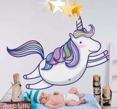 Nálepka pre deti s hravou ilustráciou jednorožca - Tenstickers