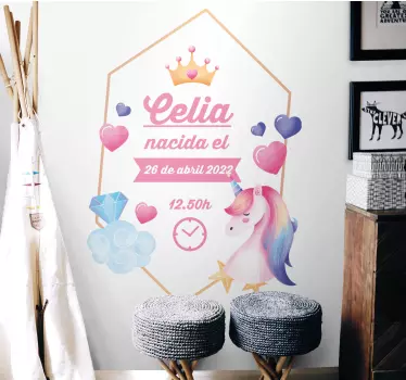 Nálepka pre deti s informáciami o narodení princeznej - Tenstickers