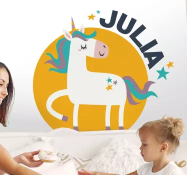Nálepka pre deti s menom jednorožca - Tenstickers