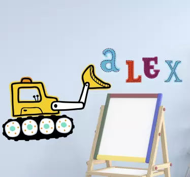 Nálepka pre deti s menom na bagri - Tenstickers