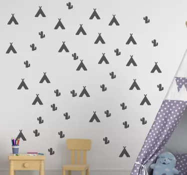 Nálepka pre deti s motívom stanu a kaktusov - Tenstickers
