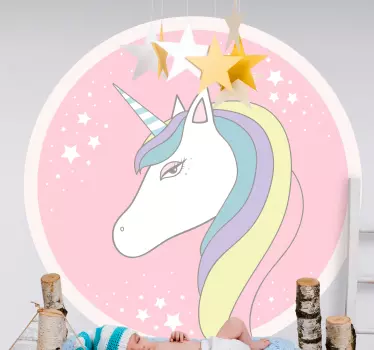 Nálepka pre deti s očarujúcou ilustráciou jednorožca - Tenstickers