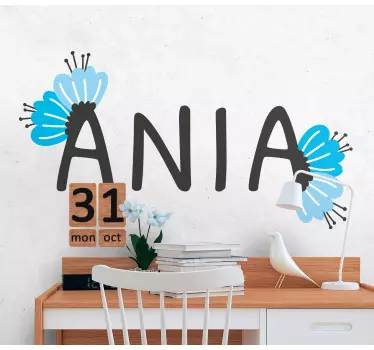 Nálepka pre deti s personalizovaným kvetinovým menom - Tenstickers