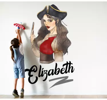 Nálepka pre deti s pirátskou dievčatkom ilustráciou - Tenstickers